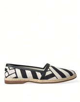 Dolce & Gabbana Beige Black Striped Canvas Espadrilles MONDELLO Shoes -   -  Dolce & Gabbana.